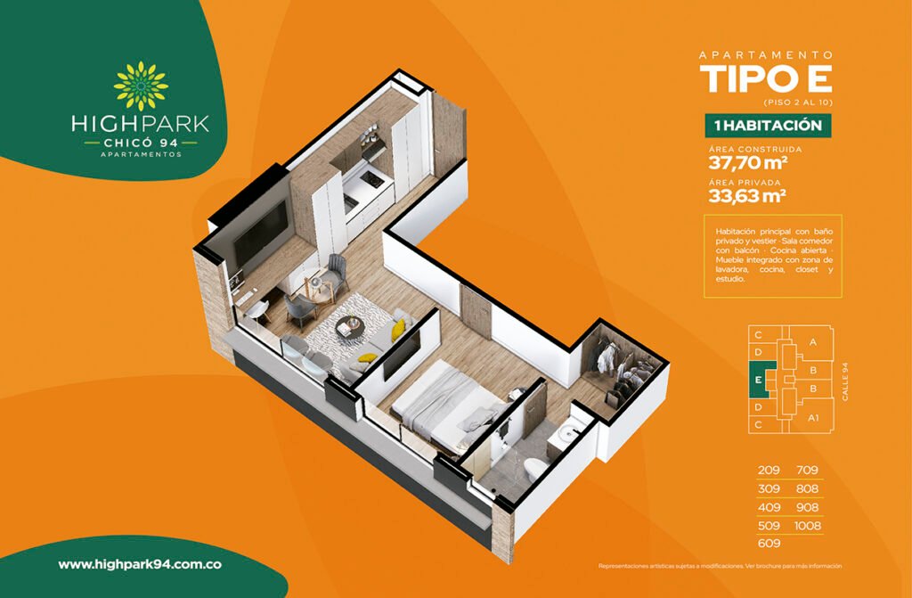 Vista 1 apartamento Tipo E - Highpark94